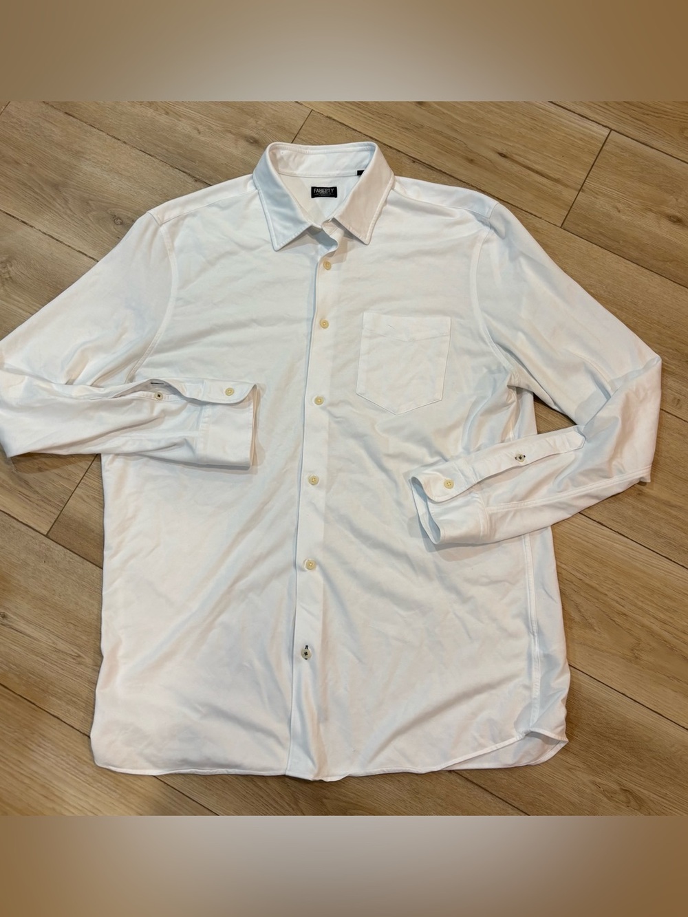Faherty Reserve Mens XL White Button Down Organic Cotton Blend Solid Men’s Shirt